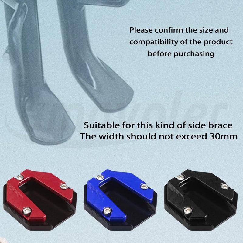amavoler Universal Scooter Motorcycle Bike Kickstand Extender Foot Side Stand Extension Pad Support Plate Anti-skid Enlarged Base (Red) - Image 4